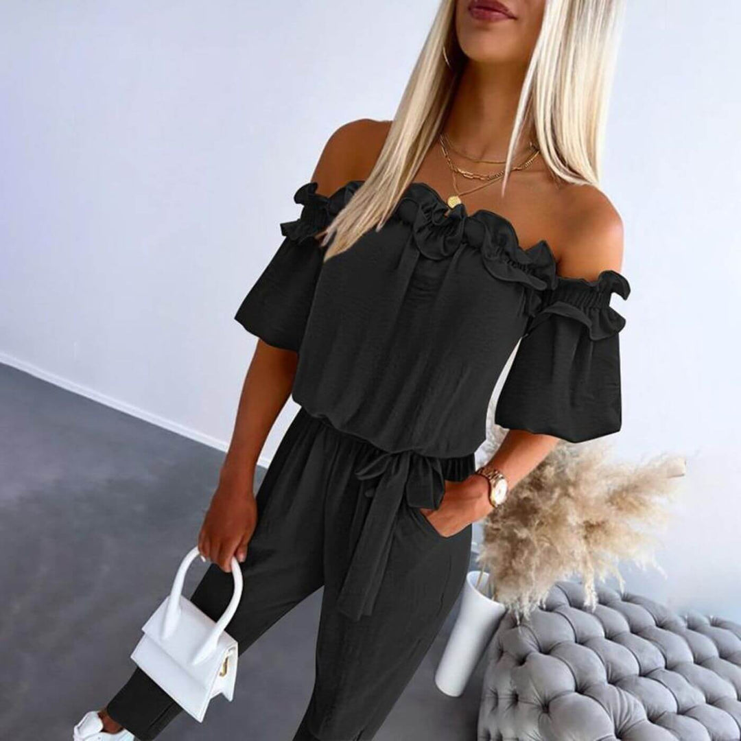 Kennedy - Stylish Off Shoulder Tie Waist Jumpsuit