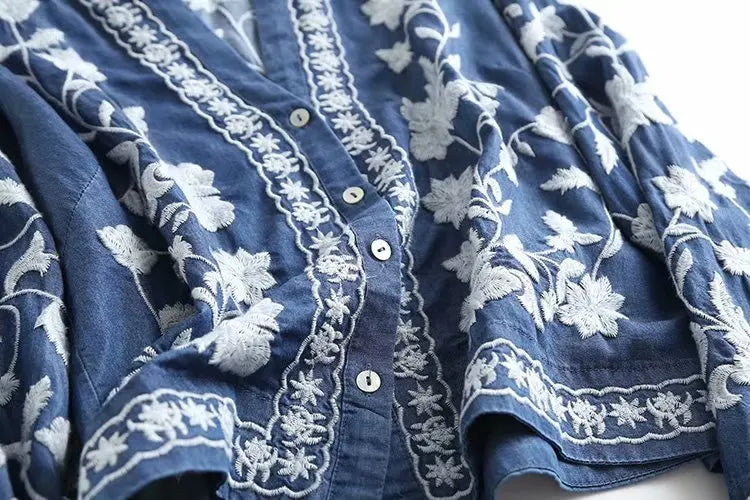 Lily - Denim Bloom Cardigan