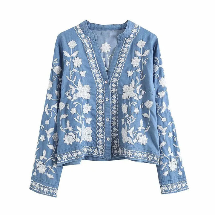 Lily - Denim Bloom Cardigan